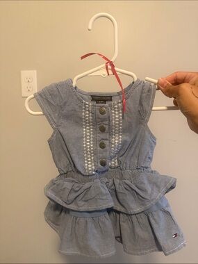 Tommy Hilfiger Light Blue Tiered Baby Dress
